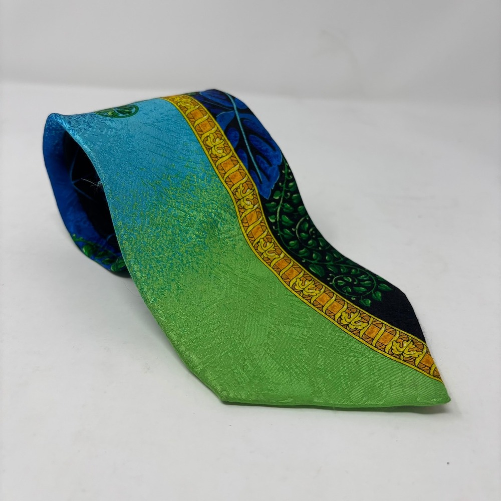 VTG Rush Limbaugh Tie Men No Boundaries Collection Blue Green 90s Silk Tropical